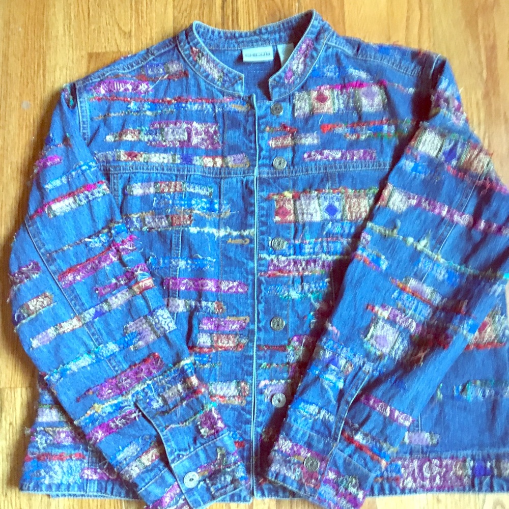 C
Chicos embroidered denim jacket